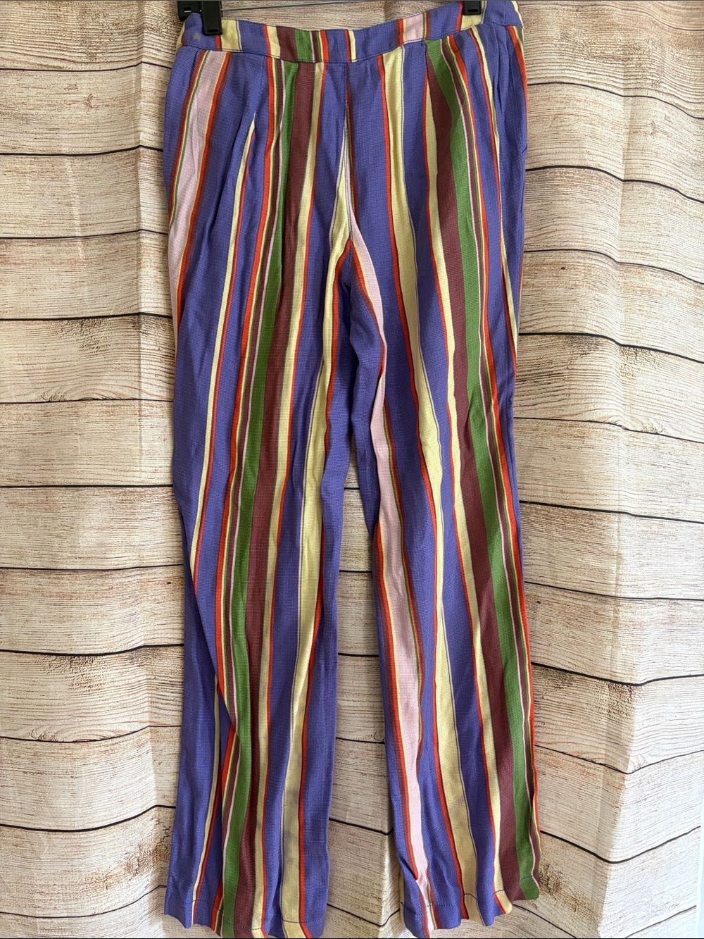 Free People La Paz Slim Striped Purple Wide-Leg Women’s Pants - Picture 9 of 9